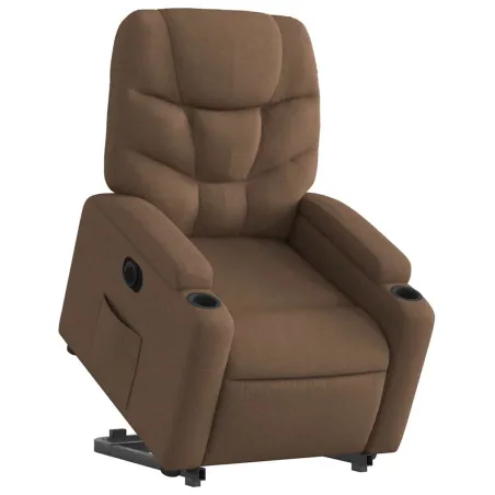 Fauteuil inclinable électrique marron tissu