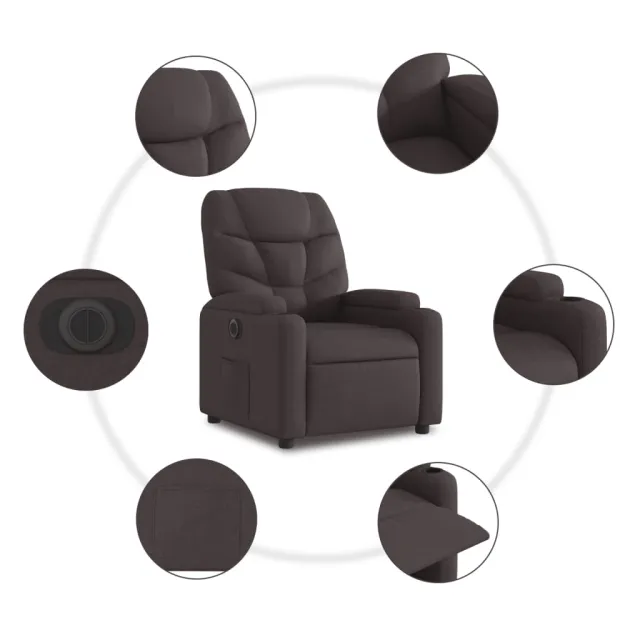Fauteuil inclinable électrique marron foncé tissu