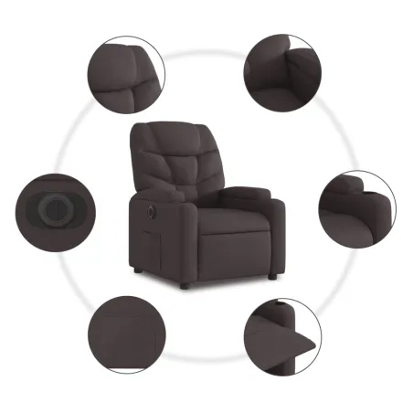 Fauteuil inclinable électrique marron foncé tissu