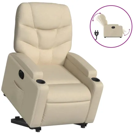 Fauteuil inclinable électrique crème tissu 2