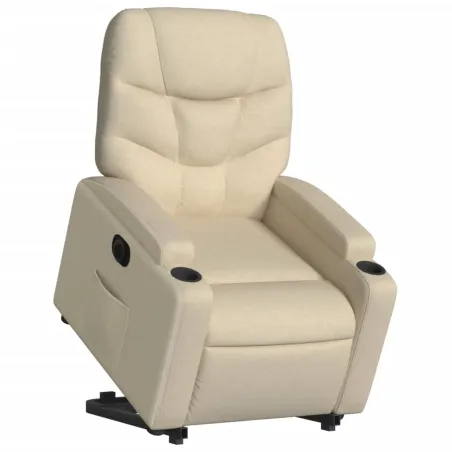 Fauteuil inclinable électrique crème tissu