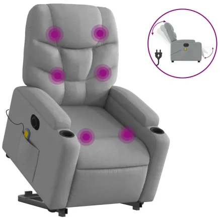Fauteuil inclinable de massage électrique Gris clair Tissu 2