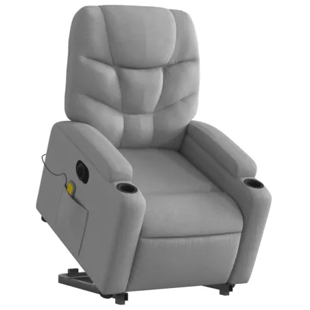 Fauteuil inclinable de massage électrique Gris clair Tissu
