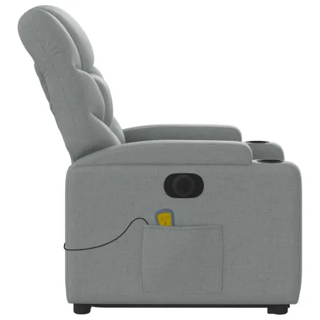 Fauteuil inclinable de massage électrique Gris clair Tissu