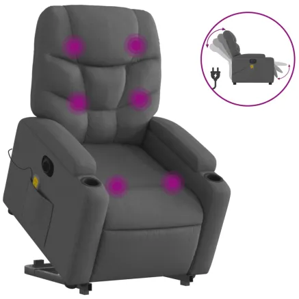 Fauteuil inclinable de massage électrique Gris foncé Tissu 2