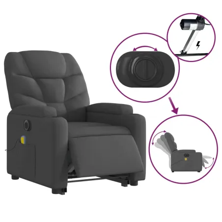 Fauteuil inclinable de massage électrique Gris foncé Tissu