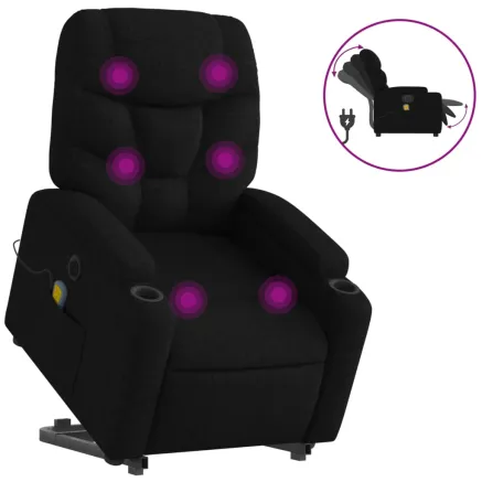 Fauteuil inclinable de massage électrique Noir Tissu 2