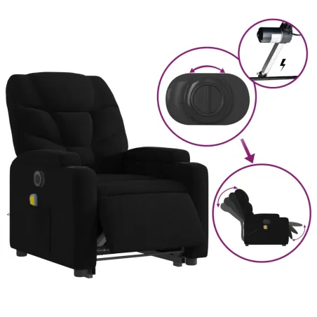 Fauteuil inclinable de massage électrique Noir Tissu