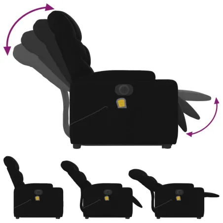 Fauteuil inclinable de massage électrique Noir Tissu