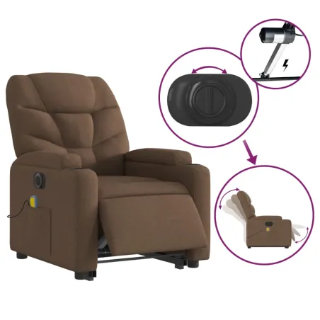Fauteuil inclinable de massage électrique Marron Tissu