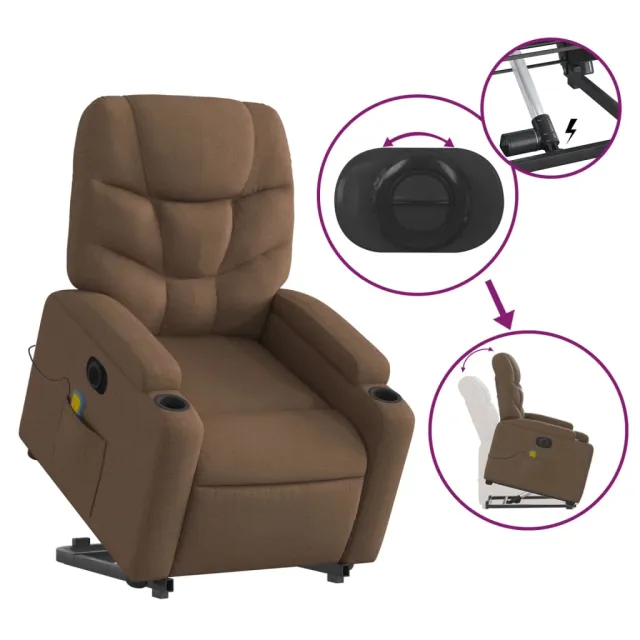 Fauteuil inclinable de massage électrique Marron Tissu