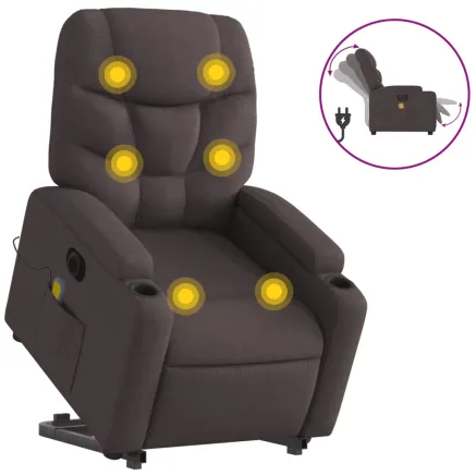 Fauteuil inclinable de massage électrique Marron foncé Tissu 2