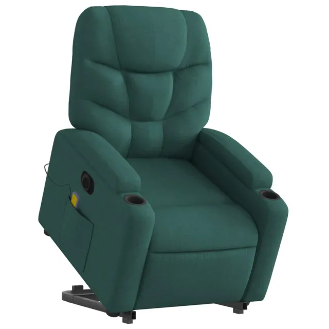 Fauteuil inclinable de massage électrique Vert foncé Tissu