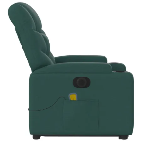 Fauteuil inclinable de massage électrique Vert foncé Tissu