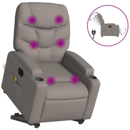 Fauteuil inclinable de massage électrique Taupe Tissu 2