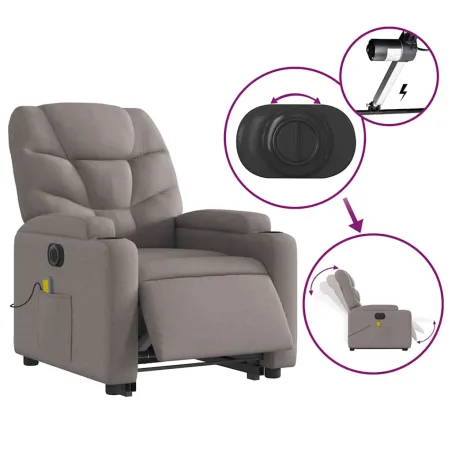 Fauteuil inclinable de massage électrique Taupe Tissu
