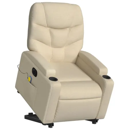 Fauteuil inclinable de massage électrique Crème Tissu