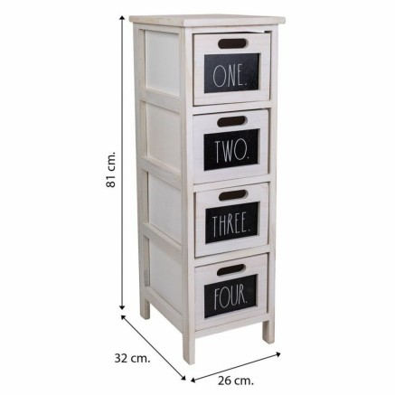 Schubladenschrank Alexandra House Living Weiß Paulonia-Holz 32 x 81 x 2
