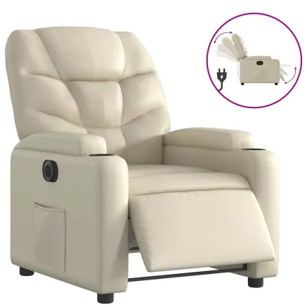 Fauteuil inclinable électrique Crème Similicuir 2