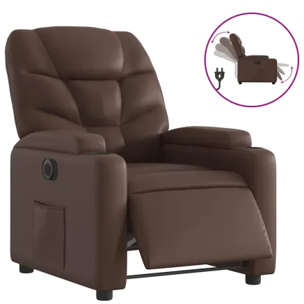 Fauteuil inclinable électrique Marron Similicuir 2