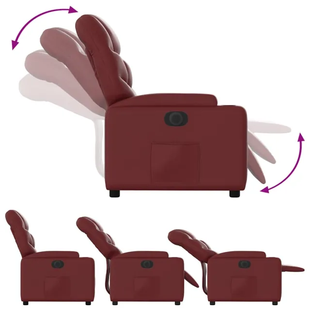 Fauteuil inclinable électrique Rouge bordeaux Similicuir