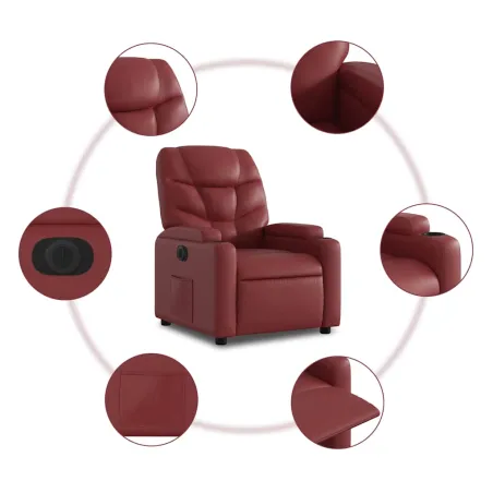 Fauteuil inclinable électrique Rouge bordeaux Similicuir