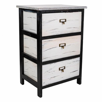 Cassettiera Alexandra House Living Bianco Nero Legno di paulownia 29 x