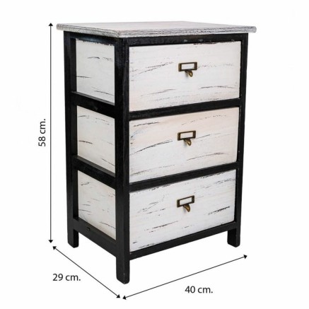 Cassettiera Alexandra House Living Bianco Nero Legno di paulownia 29 x 2