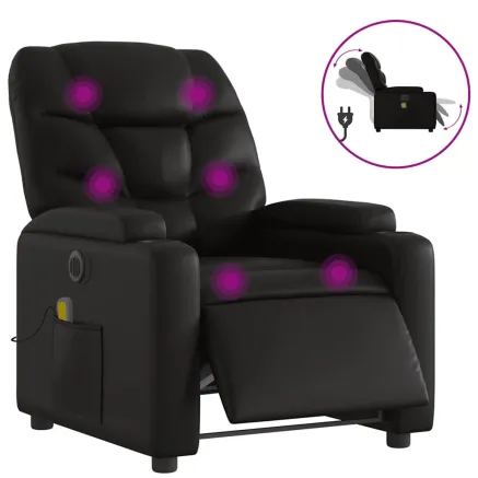 Fauteuil de massage inclinable électrique noir similicuir 2