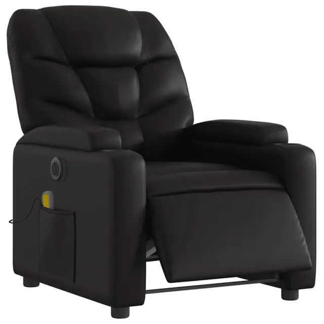 Fauteuil de massage inclinable électrique noir similicuir
