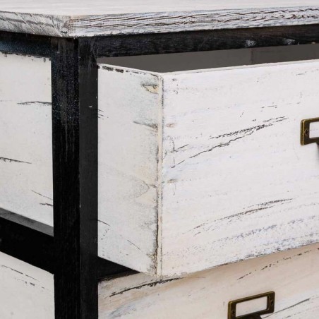 Cassettiera Alexandra House Living Bianco Nero Legno di paulownia 29 x