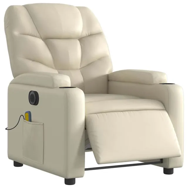 Fauteuil de massage inclinable électrique crème similicuir