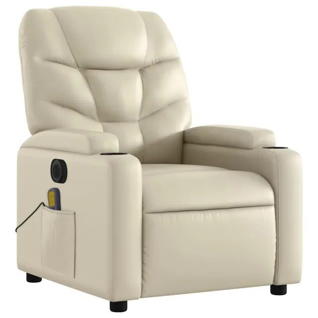 Fauteuil de massage inclinable électrique crème similicuir