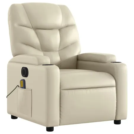 Fauteuil de massage inclinable électrique crème similicuir