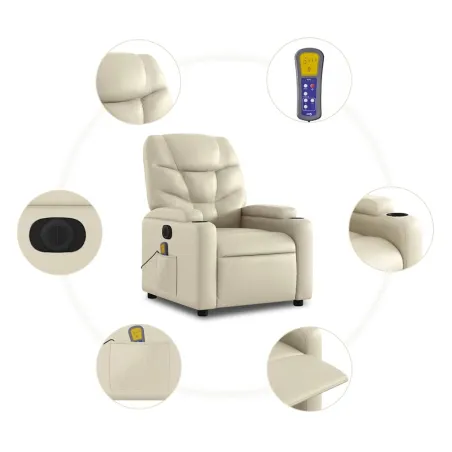 Fauteuil de massage inclinable électrique crème similicuir