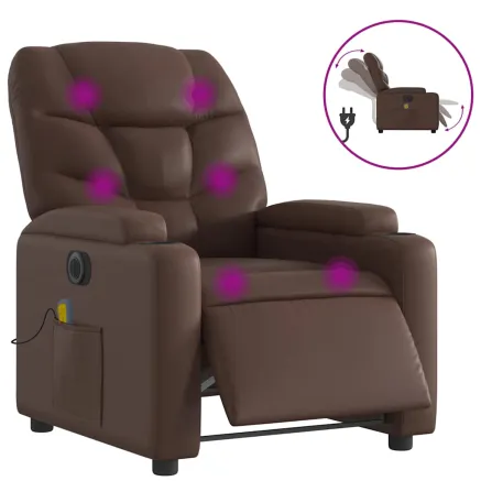 Fauteuil de massage inclinable électrique marron similicuir 2