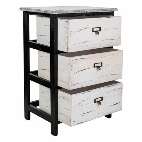 Cassettiera Alexandra House Living Bianco Nero Legno di paulownia 29 x