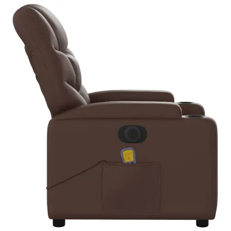 Fauteuil de massage inclinable électrique marron similicuir