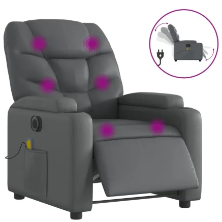 Fauteuil de massage inclinable électrique gris similicuir 2
