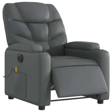 Fauteuil de massage inclinable électrique gris similicuir