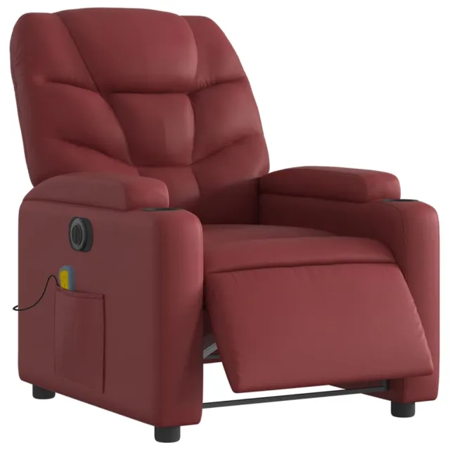Fauteuil de massage inclinable électrique rouge bordeaux