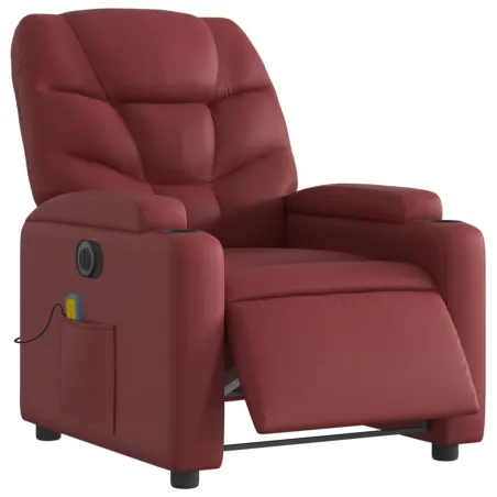 Fauteuil de massage inclinable électrique rouge bordeaux