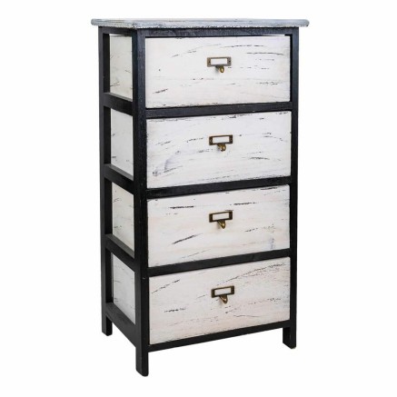Schubladenschrank Alexandra House Living Weiß Schwarz Paulonia-Holz 2