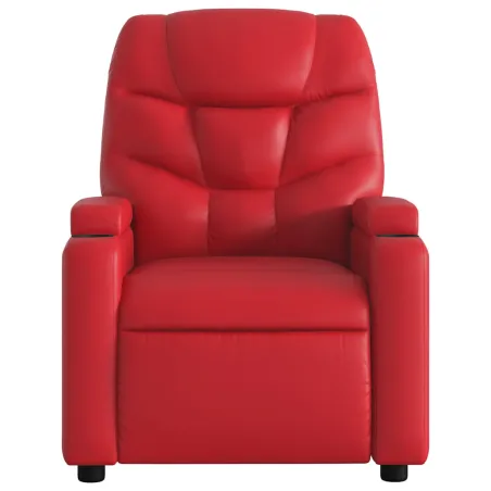 Fauteuil de massage inclinable électrique rouge similicuir