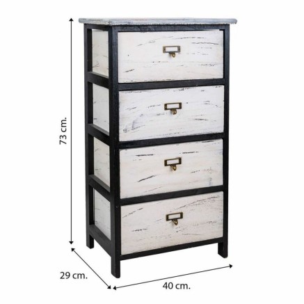 Cajonera Alexandra House Living Blanco Negro Madera de Paulonia 29 x 7 2