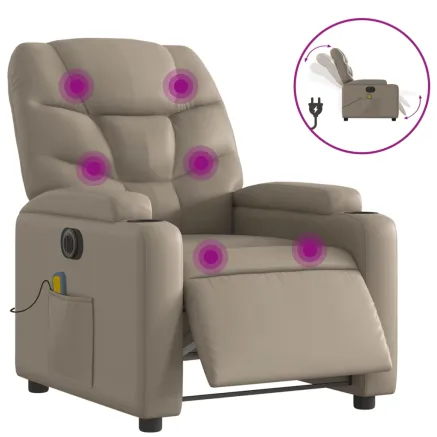 Fauteuil de massage inclinable électrique cappuccino similicuir 2