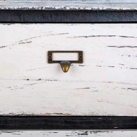 Cassettiera Alexandra House Living Bianco Nero Legno di paulownia 29 x