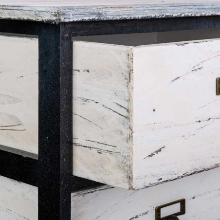 Cassettiera Alexandra House Living Bianco Nero Legno di paulownia 29 x