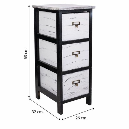 Cassettiera Alexandra House Living Bianco Nero Legno di paulownia 32 x 2