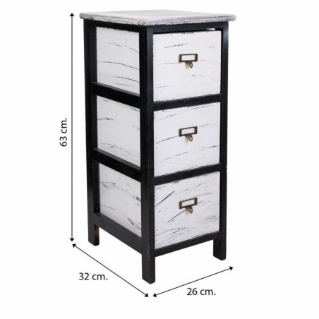 Cajonera Alexandra House Living Blanco Negro Madera de Paulonia 32 x 6